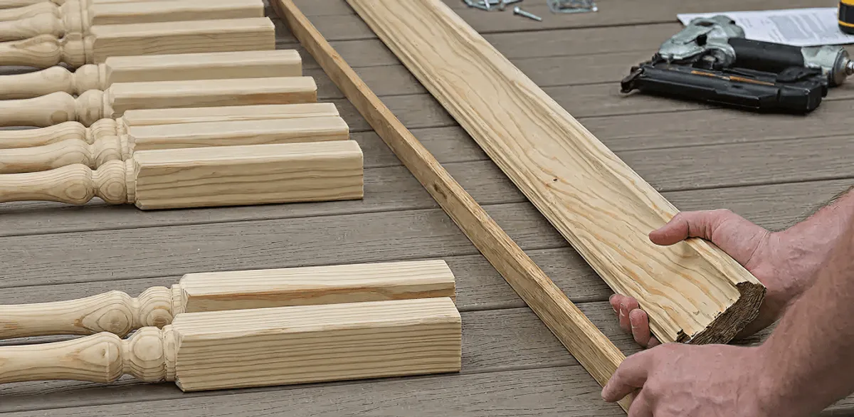 Handrail installation materials and wood components for stair rail work in Miami, FL